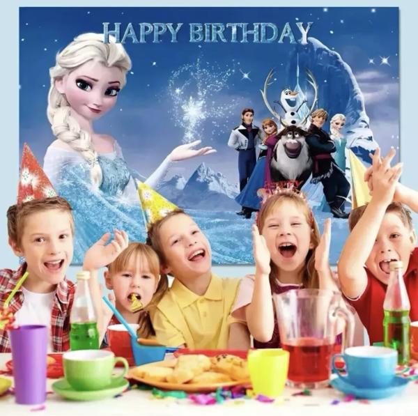 Birthday Party Decorations Backdrop 5x3FT Frozen Backdrop.