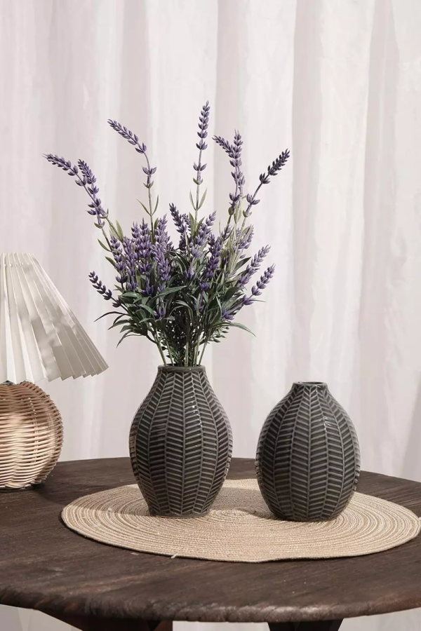 Set of 2 Black and Grey Ceramic Vases – Decor for Flowers, Home & kitchen - Image 5