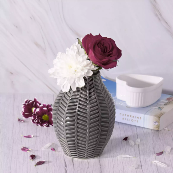 Set of 2 Black and Grey Ceramic Vases – Decor for Flowers, Home & kitchen - Image 4