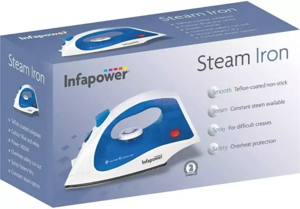 Infapower 1400W Dry/Steam Teflon Coated Iron with Auto Cut-Off, Blue - X601 - Image 3