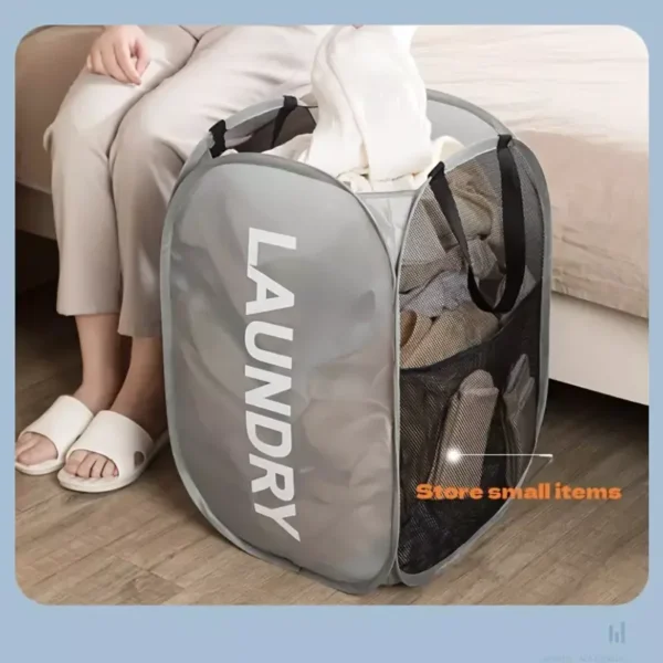 Foldable Laundry Hamper with Handles, Portable Storage Bin for Home Organization - Image 2