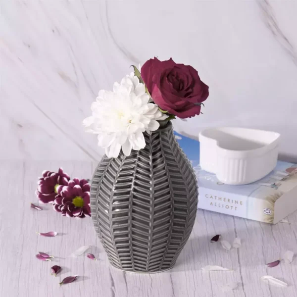 Set of 2 Black and Grey Ceramic Vases – Decor for Flowers, Home & kitchen - Image 8