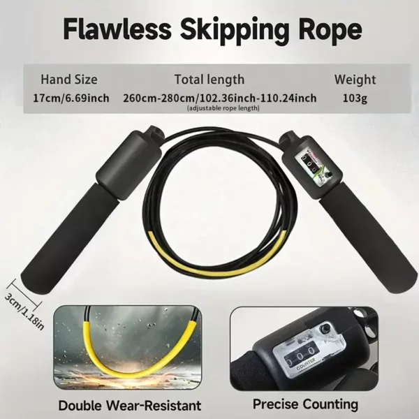 Black Jump Rope with Counter - Adjustable PVC Rope for Fitness & Cardio Training - Image 3