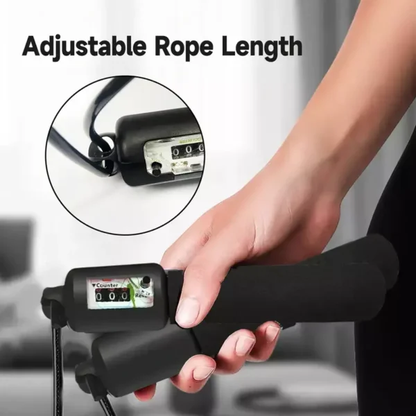 Black Jump Rope with Counter - Adjustable PVC Rope for Fitness & Cardio Training - Image 4