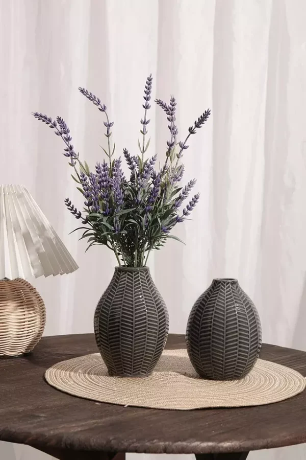 Set of 2 Black and Grey Ceramic Vases – Decor for Flowers, Home & kitchen - Image 9