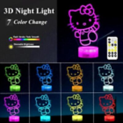 Cute Night Light - Anime Character 7 Color Change Decor Kitty Lamp with Remote - Image 2