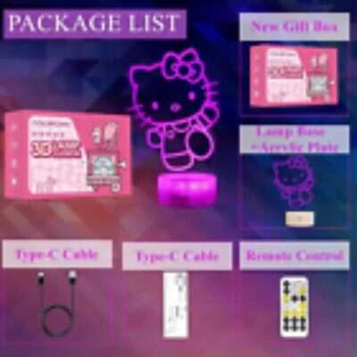 Cute Night Light - Anime Character 7 Color Change Decor Kitty Lamp with Remote - Image 3