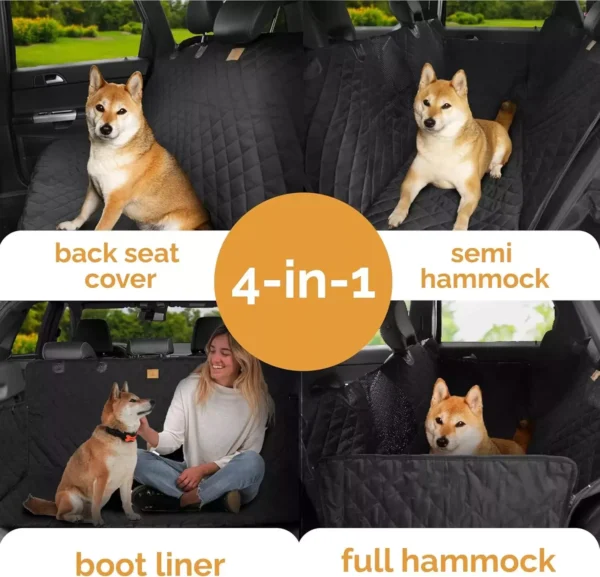 4-in-1 Pet Car Seat Cover | Hammock & Protector | Waterproof & For Back Seat - Image 4