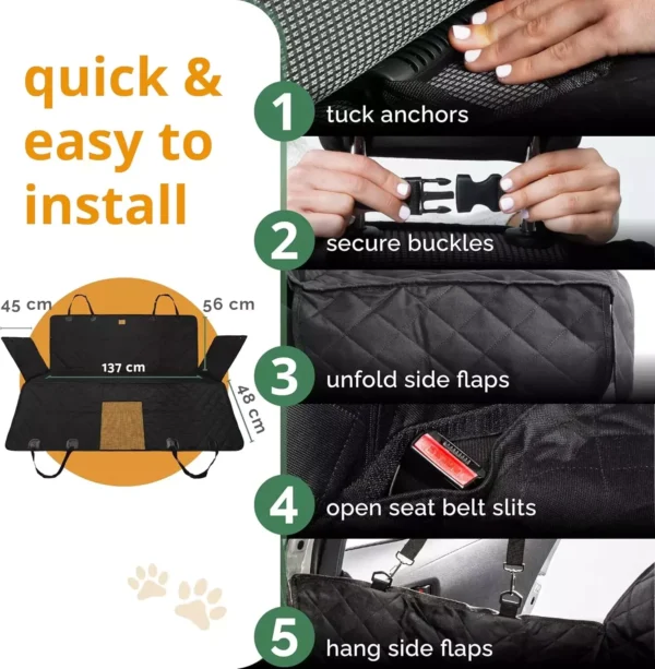 4-in-1 Pet Car Seat Cover | Hammock & Protector | Waterproof & For Back Seat - Image 5