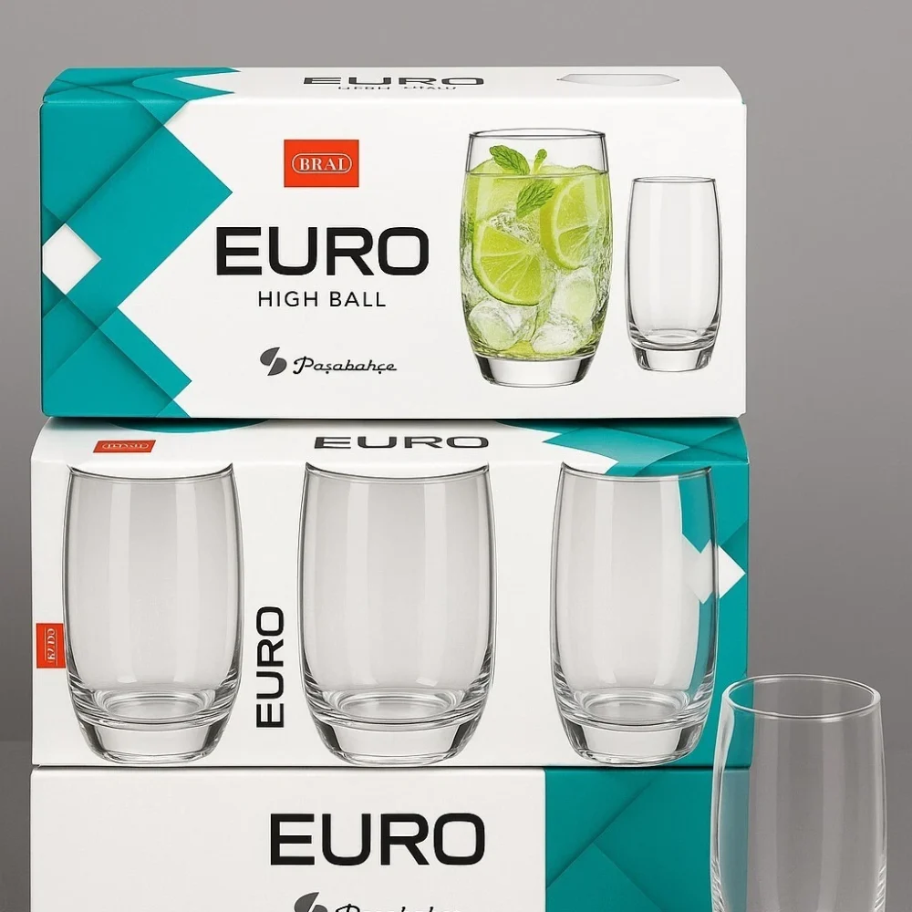 Set of 3 Glass Hiball Tumblers for Daily Use Water Juice or for Serving