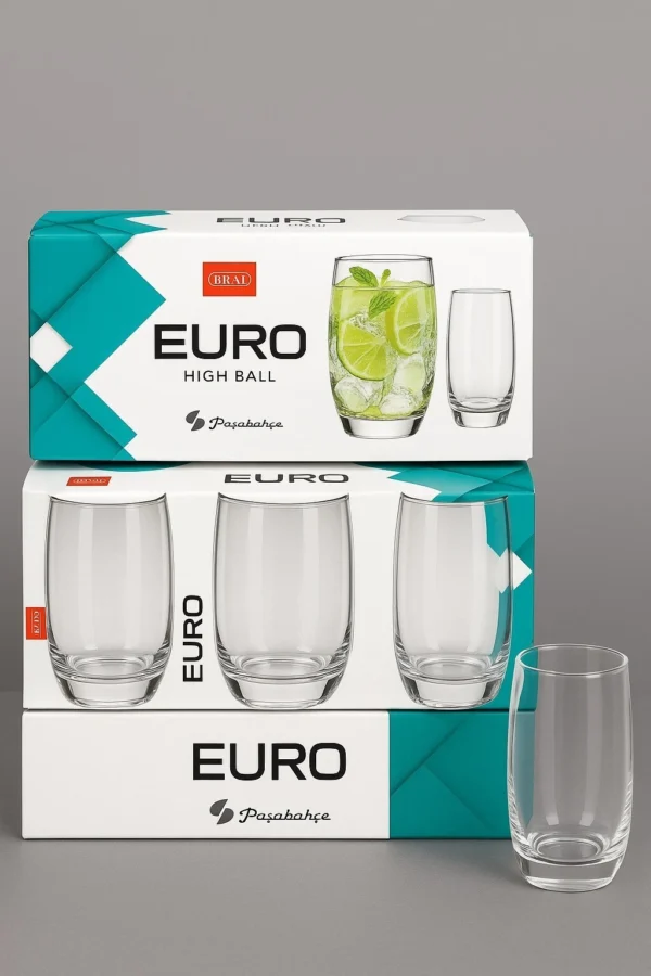 Set of 3 Glass Hiball Tumblers for Daily Use Water Juice or for Serving