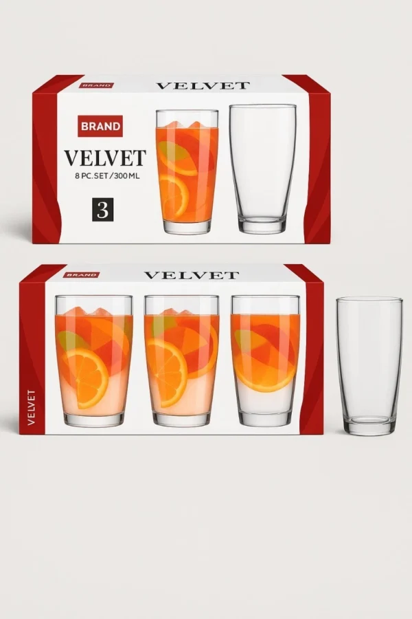 Set of 3 Velvet Hiball Tumbler Drinking Glasses