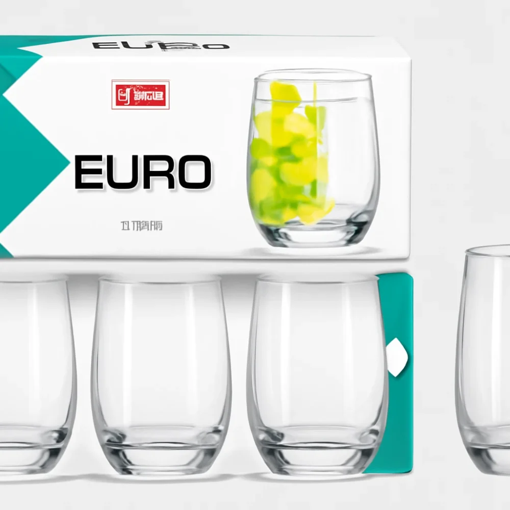 Set of 3 Glass Hiball Tumblers 280ml Clear Cups for Juice Water or Cold Drinks