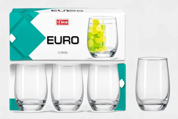 Set of 3 Glass Hiball Tumblers 280ml Clear Cups for Juice Water or Cold Drinks