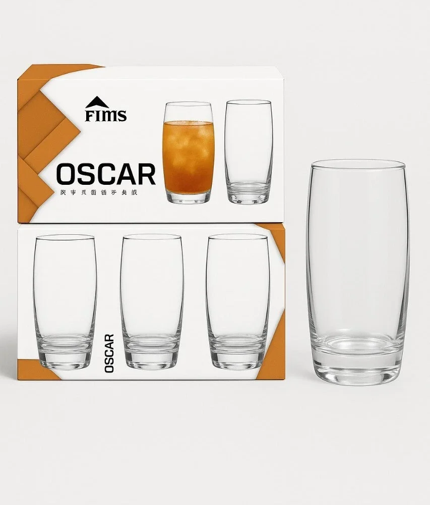 Set of 3 Glass Hiball Tumbler Cups for Juice Water or Daily Drink Use at Home