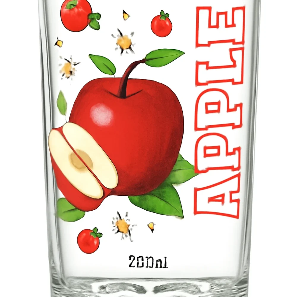 Set of 3 Clear Glass Tumblers with Orange Logo 280ml for Juice or Water Use