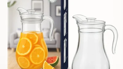1.8L Glass Jug Pitcher for Water Juice Cocktail Ideal for Home Use or Events