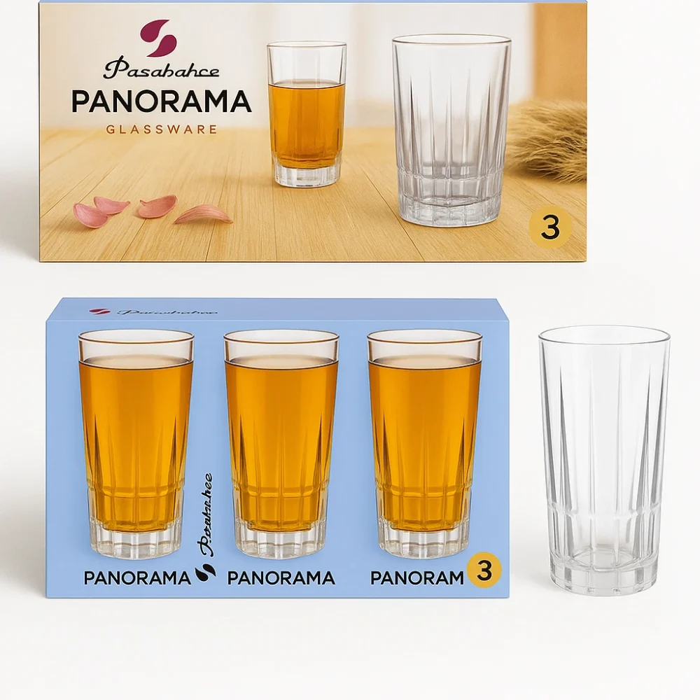 Set of 3 Clear Cocktail Hiball Glasses for Serving Drinks Juice or Water Daily