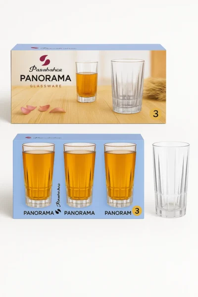 Set of 3 Clear Cocktail Hiball Glasses for Serving Drinks Juice or Water Daily