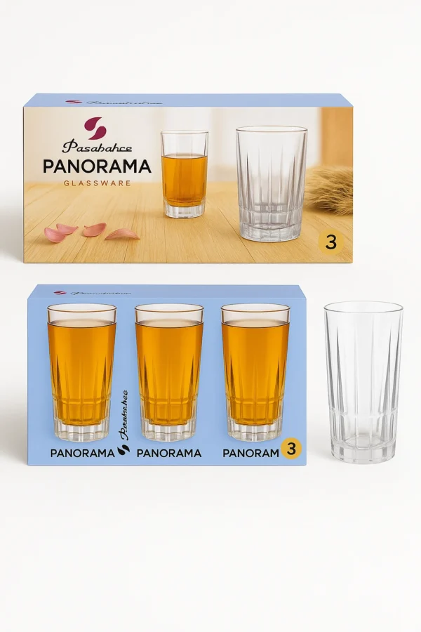 Set of 3 Clear Cocktail Hiball Glasses for Serving Drinks Juice or Water Daily