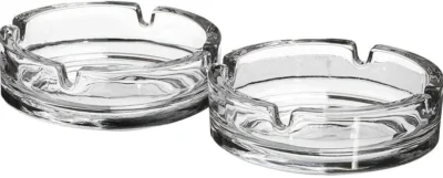2 Glass Ashtray Cigarette Smoking Round