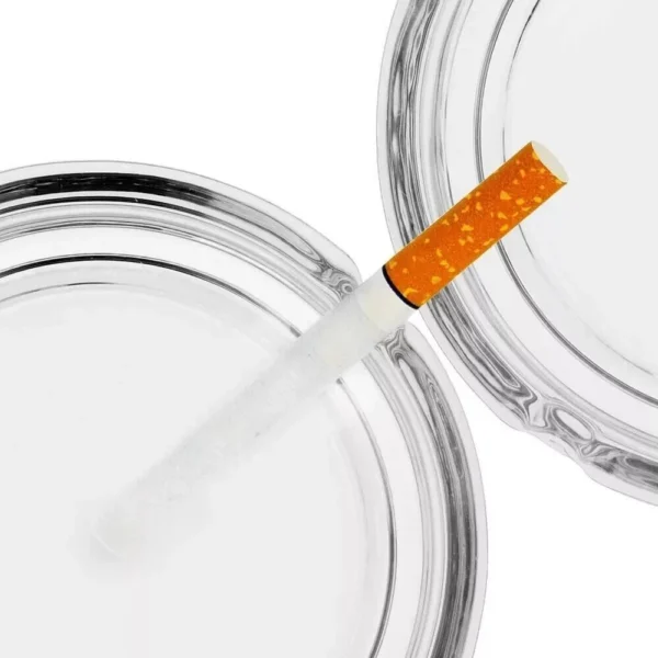 2 Glass Ashtray Cigarette Smoking Round - Image 3