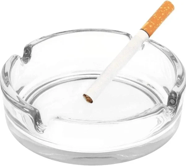 2 Glass Ashtray Cigarette Smoking Round - Image 4