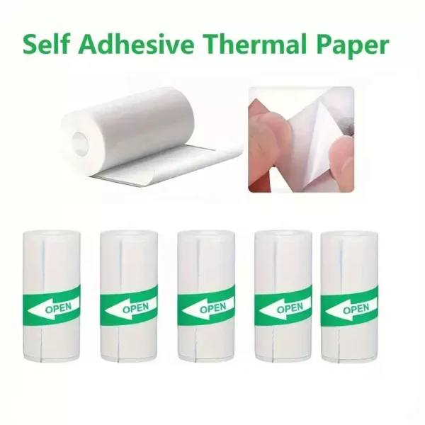 5 Pcs Self-Adhesive Thermal Printer Paper – Mini Printable Sticker Rolls