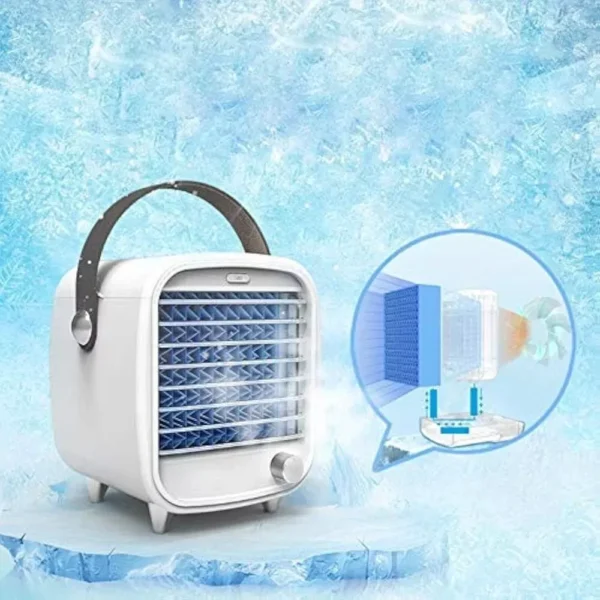 Desk Cooler Fan, Small Air Conditioner Cooling Fan, Rechargeable Built-in Ice... - Image 3