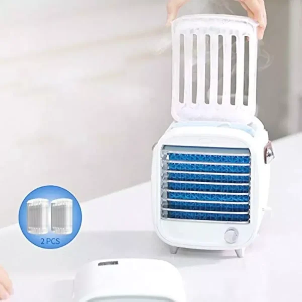 Desk Cooler Fan, Small Air Conditioner Cooling Fan, Rechargeable Built-in Ice... - Image 6