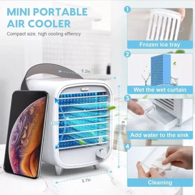 Desk Cooler Fan, Small Air Conditioner Cooling Fan, Rechargeable Built-in Ice... - Image 11