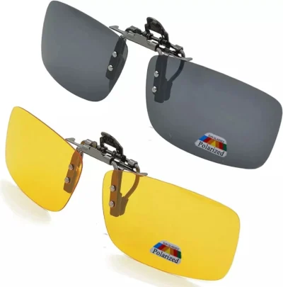 2pcs Clip On Polarized Sunglasses Flip Up Over Glasses UV400 Lens Set - Image 8