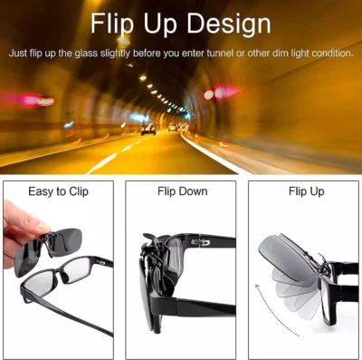 2pcs Clip On Polarized Sunglasses Flip Up Over Glasses UV400 Lens Set - Image 6