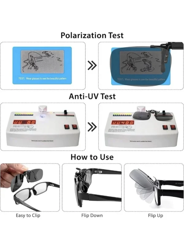 2pcs Clip On Polarized Sunglasses Flip Up Over Glasses UV400 Lens Set - Image 5