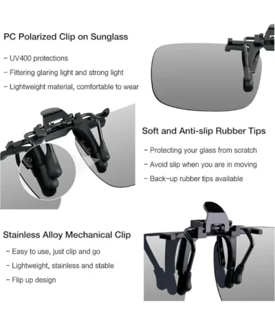 2pcs Clip On Polarized Sunglasses Flip Up Over Glasses UV400 Lens Set - Image 4