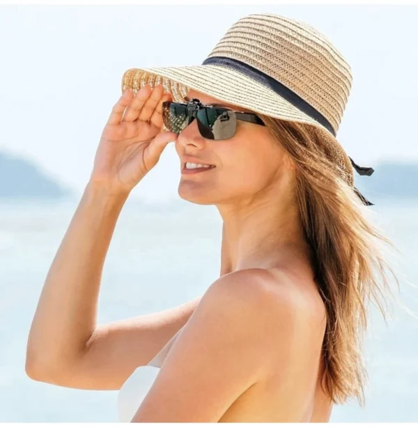 2pcs Clip On Polarized Sunglasses Flip Up Over Glasses UV400 Lens Set - Image 3