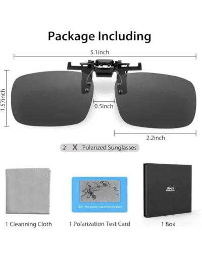 2pcs Clip On Polarized Sunglasses Flip Up Over Glasses UV400 Lens Set - Image 2