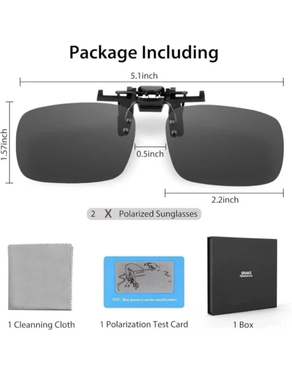 2pcs Clip On Polarized Sunglasses Flip Up Over Glasses UV400 Lens Set - Image 2