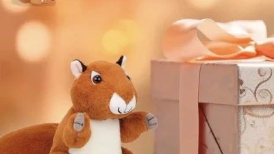 Squirrel Stuffed Toy Zipper Plush Soft Toy for Kids Gift