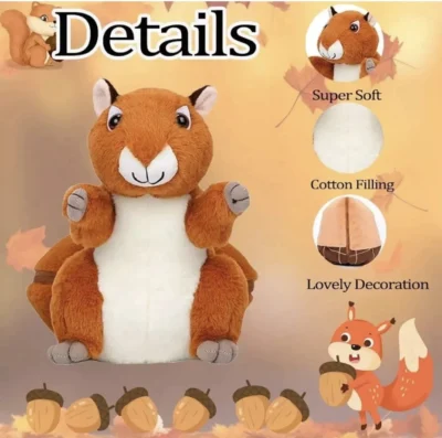 Squirrel Stuffed Toy Zipper Plush Soft Toy for Kids Gift - Image 6