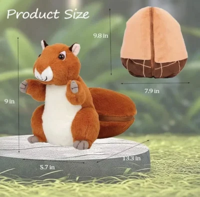Squirrel Stuffed Toy Zipper Plush Soft Toy for Kids Gift - Image 5