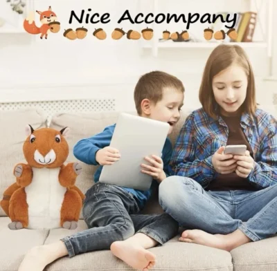 Squirrel Stuffed Toy Zipper Plush Soft Toy for Kids Gift - Image 4