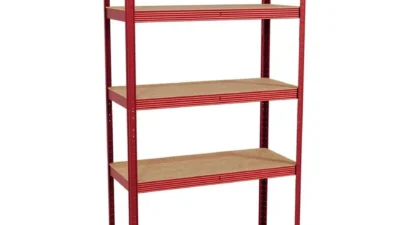 5 Tier Garage Shelving Unit –Red 180x90x30cm, 875kg Capacity ,Single Bay