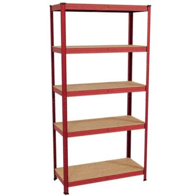 5 Tier Garage Shelving Unit –Red 180x90x30cm, 875kg Capacity ,Single Bay