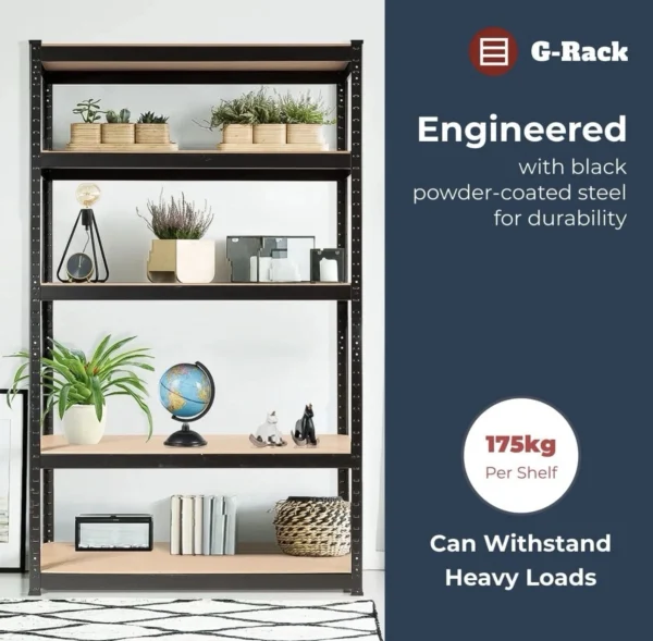 Rack Garage Shelving Units 180x120x45cm Single Bay 5 Tier Shelf Heavy Duty - Image 7