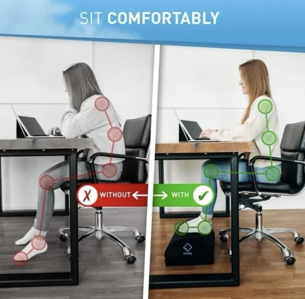 Height Adjustable Footrest With Premium Fleece Fibre Pocket Non-Slip Stool Black