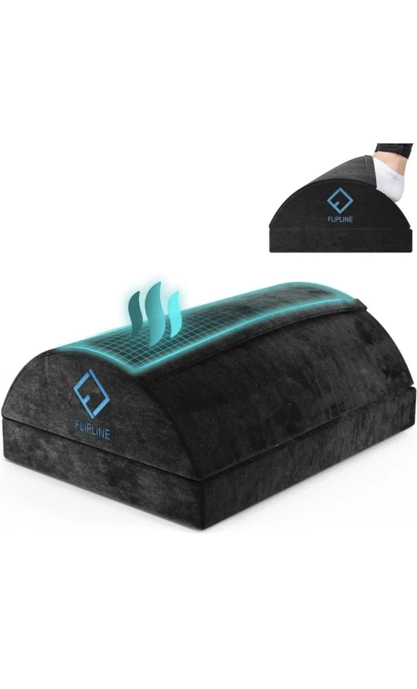 Height Adjustable Footrest With Premium Fleece Fibre Pocket Non-Slip Stool Black - Image 5