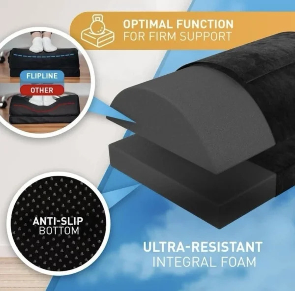 Height Adjustable Footrest With Premium Fleece Fibre Pocket Non-Slip Stool Black - Image 4