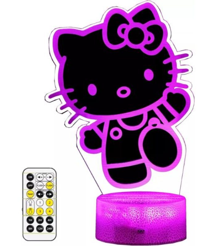 Cute Night Light – Anime Character 7 Color Change Decor Kitty Lamp with Remote