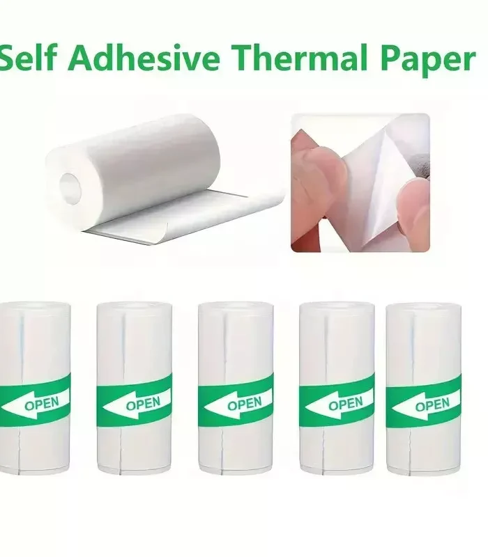 5 Pcs Self-Adhesive Thermal Printer Paper – Mini Printable Sticker Rolls